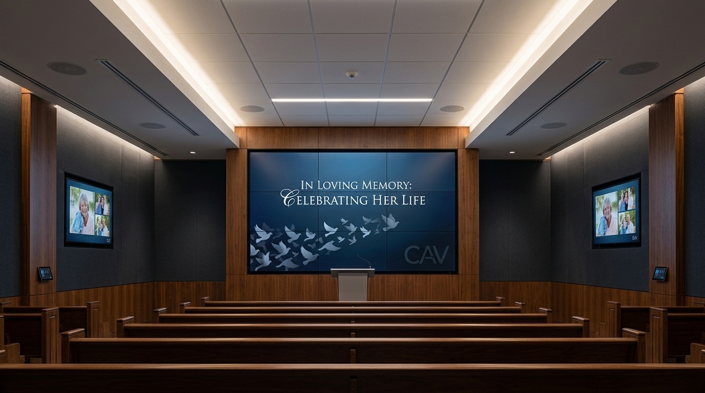 Funeral home and chapel AV displays
