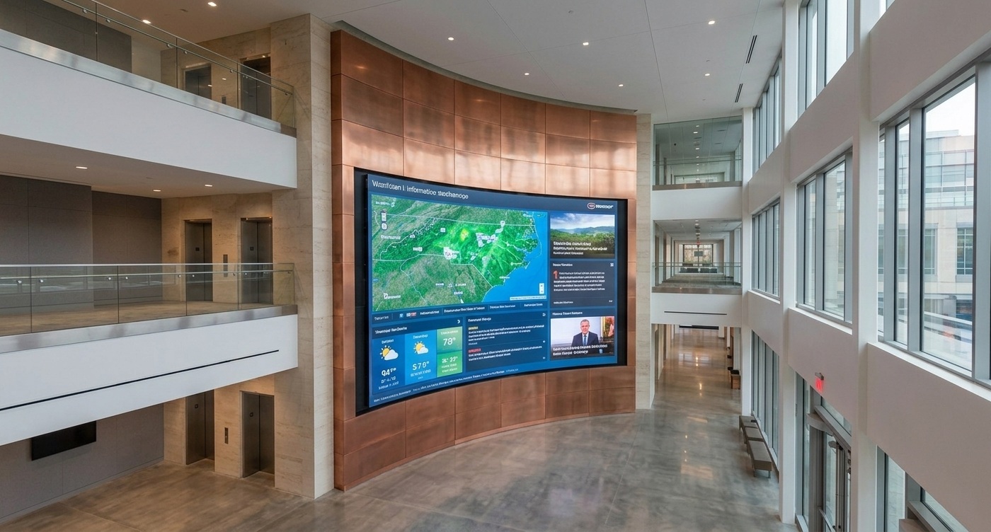 Lobby Digital Signage System — Goldsboro, NC | Carolina AV Group installation